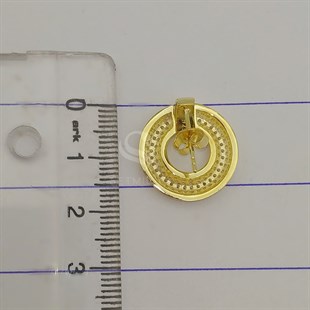 Gümüş 5 Sıralı Halka Küpe Gold (16mm) 925 Ayar