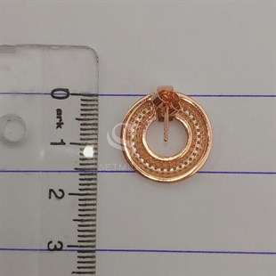 Gümüş 5 Sıralı Halka Küpe (16mm) Rose  925 Ayar